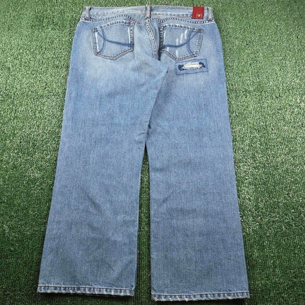 Y2K !iT Jeans Mens Distressed Wide Leg Denim Light Wash Blue Size 31 34x30